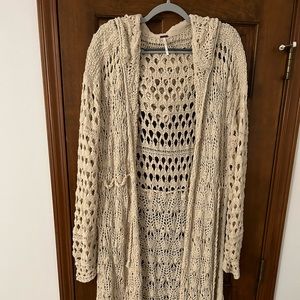 XL Free People Crochet Hooded Cardigan- Long